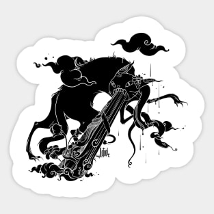 Strange Cat And Snake Surreal Art Sticker